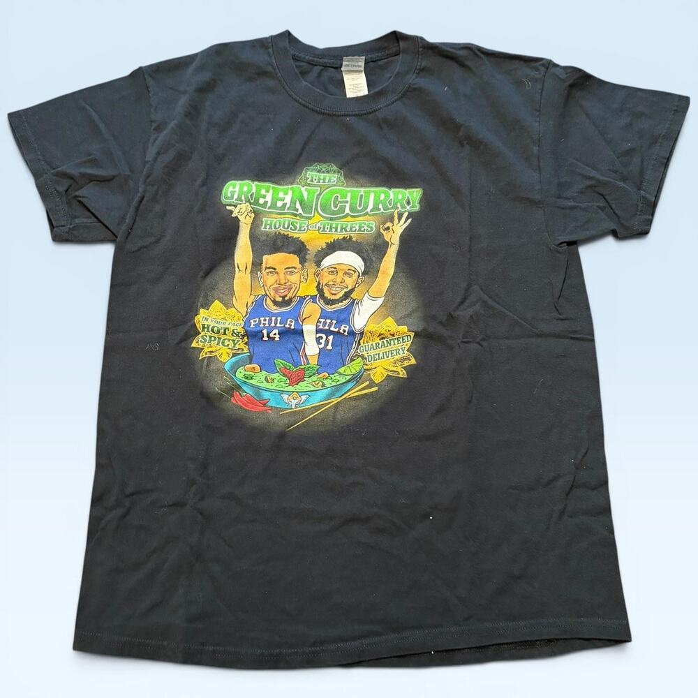 Gildan Shirt Mens Large Black Green Curry Philly Basketball Parody Tee T-Shirt